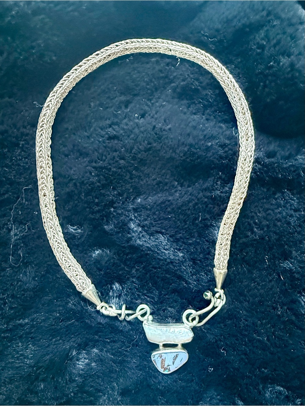 Sterling Silver Woven Chain Necklace with Heart Pendant